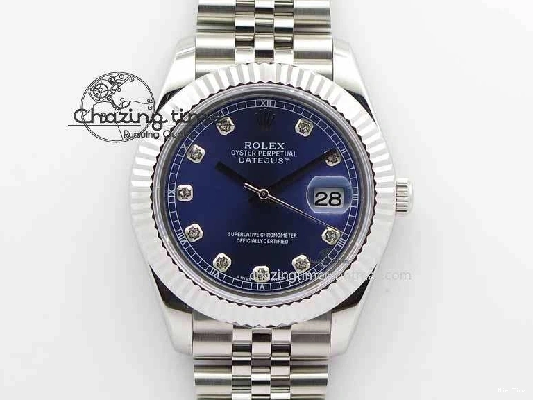 MiroTime 0201 TopPick DateJust II 41mm BP Maker Best Edition Blue Diamonds Dial On New Version Jubilee Bracelet A 3621